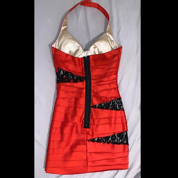 BEBE Satin Layered Halter Dress - Picture 1 of 3